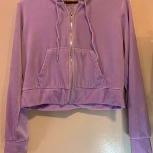 Girls Cropped Lavender Zip-Up Hoodie Size XL (15/17)
